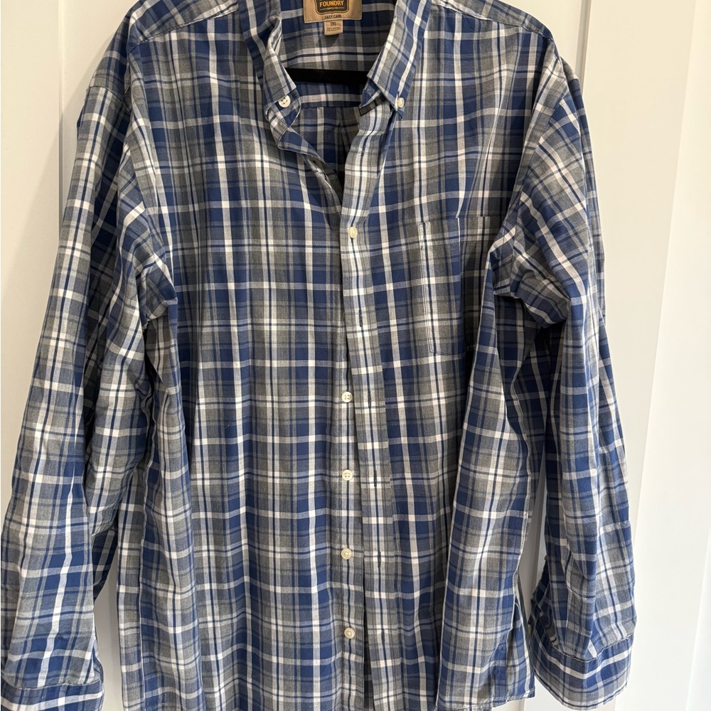 The Foundry Supply Co. Blue and White Plaid Shirt